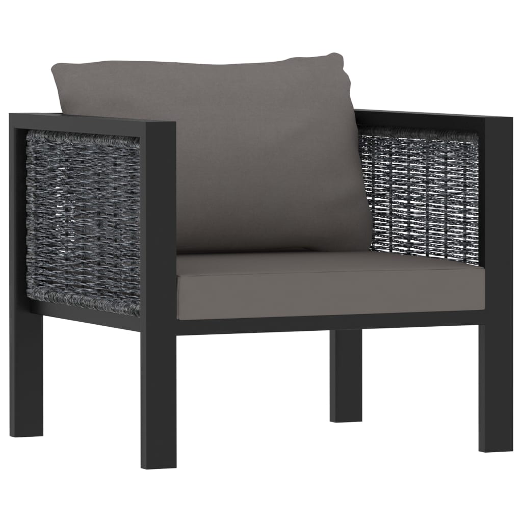 5 részes antracitszürke kerti polyrattan ülőgarnitúra párnákkal