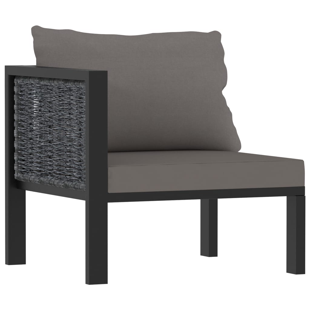 5 részes antracitszürke kerti polyrattan ülőgarnitúra párnákkal