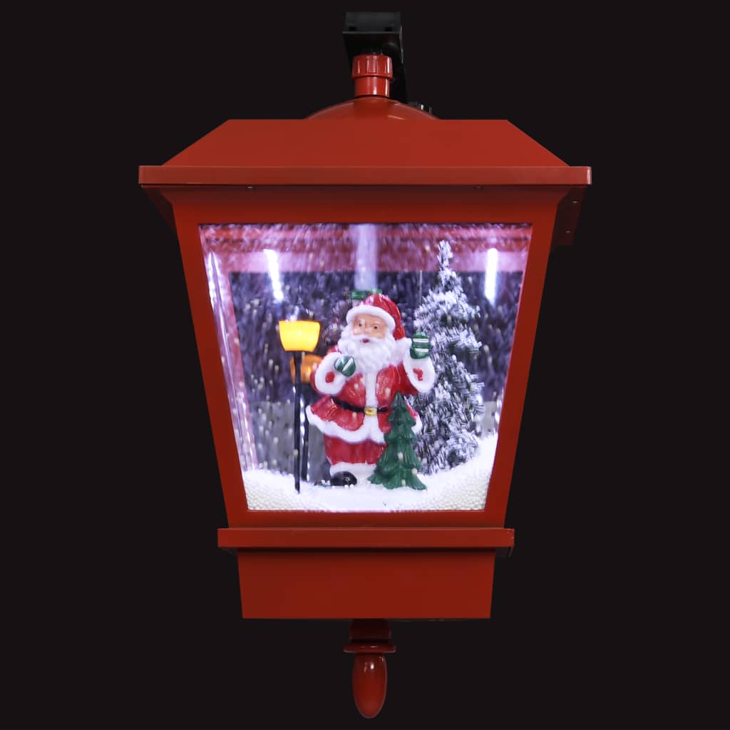 piros karácsonyi fali lámpa LED-ekkel és Mikulással 40x27x45 cm