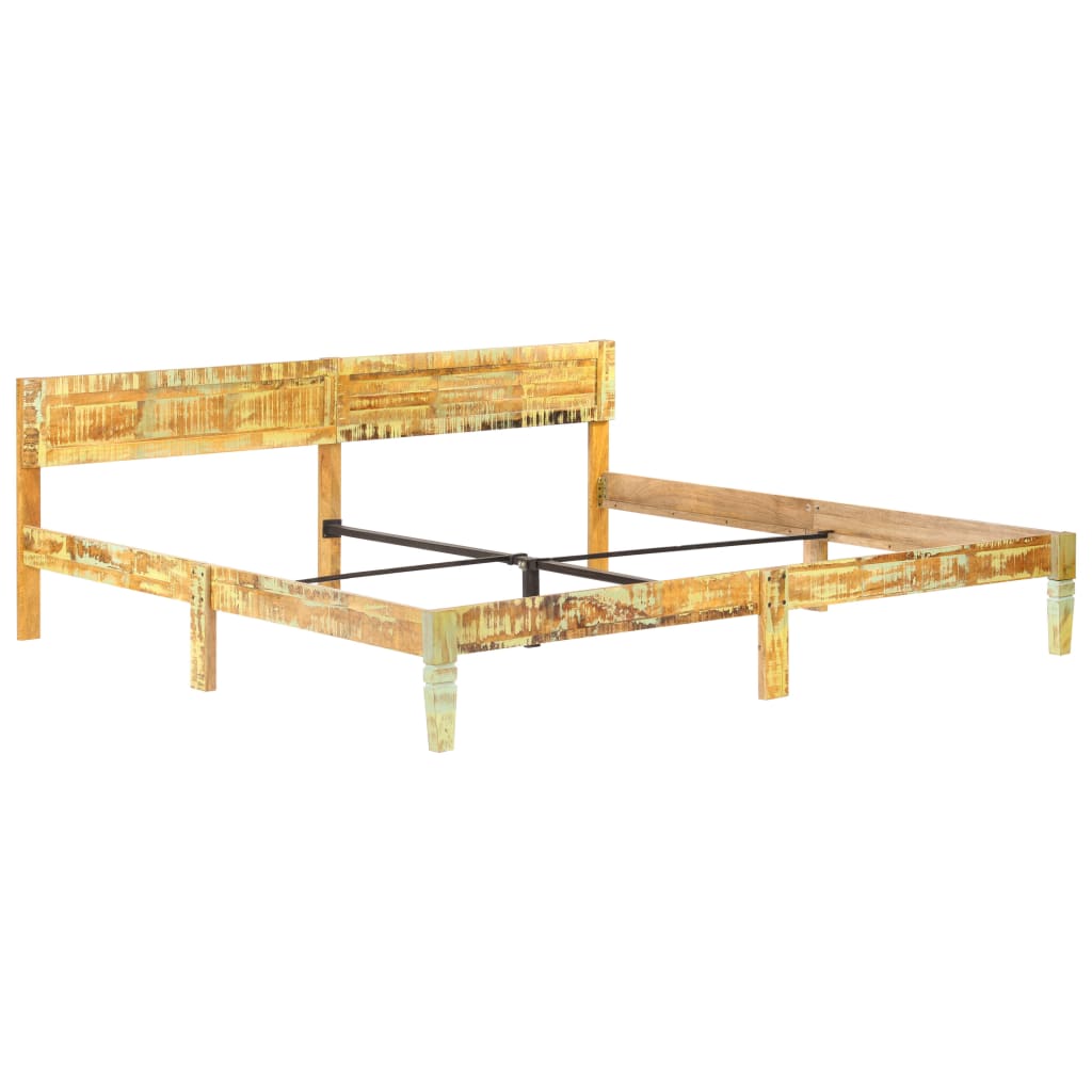 tömör újrahasznosított fa ágykeret 200 x 200 cm