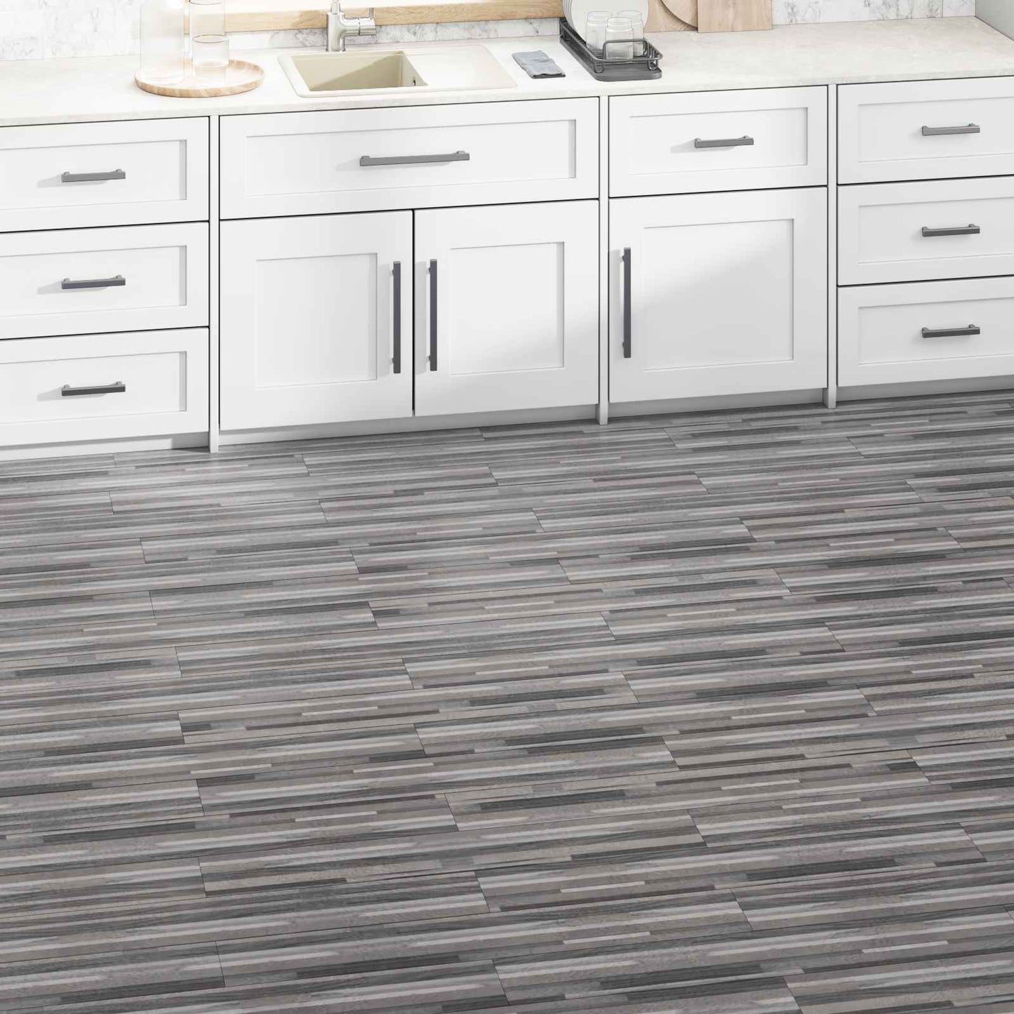 Padlódeszkák 5,02 m² 36 pcs PVC Csíkos Szürke