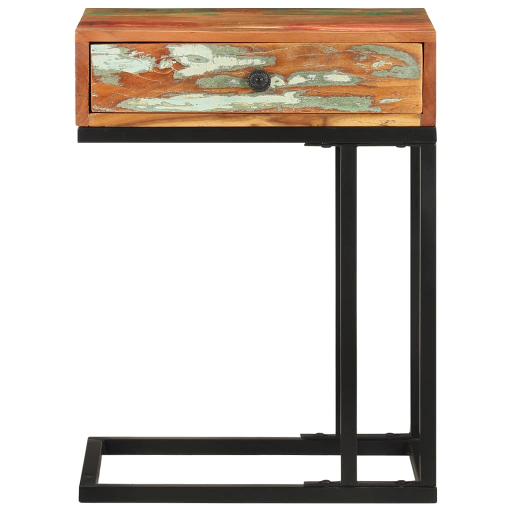 U-alakú tömör újrahasznosított fa kisasztal 45 x 30 x 61 cm