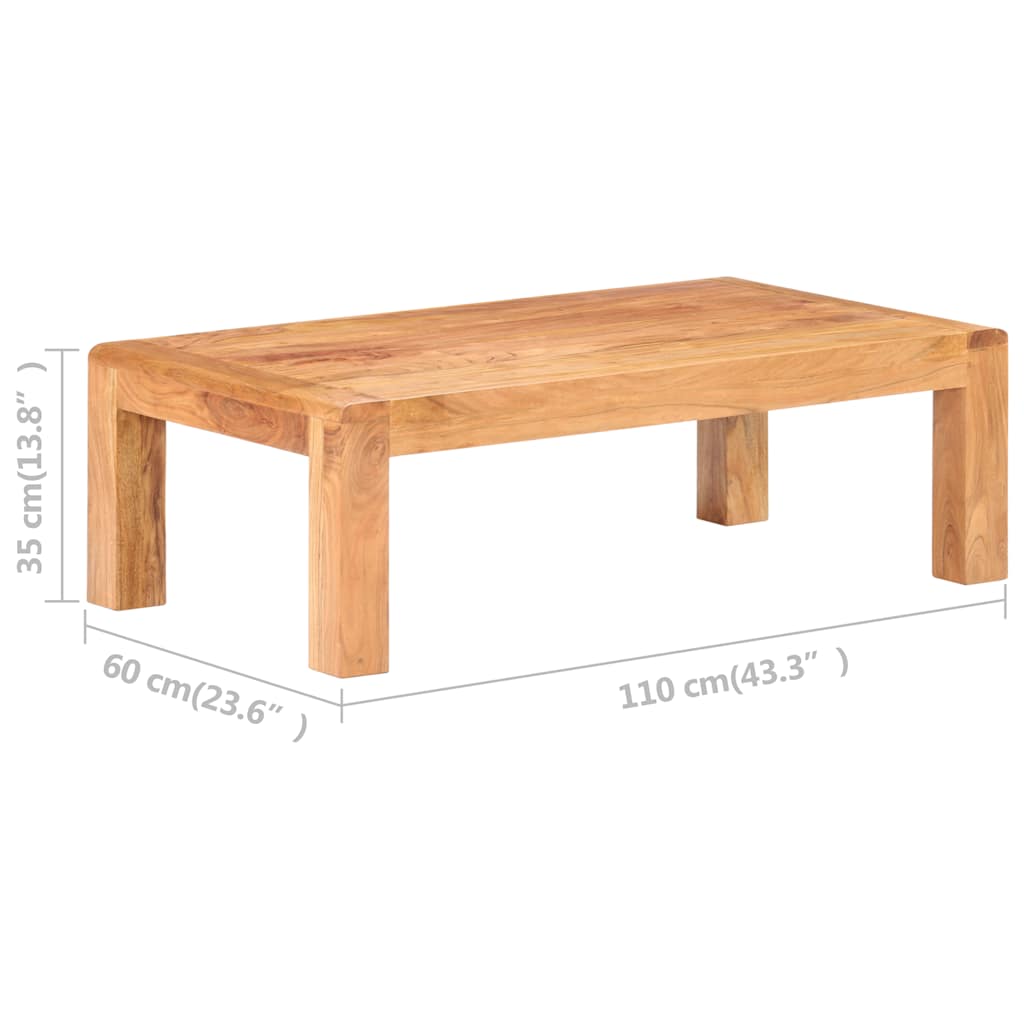 tömör akácfa dohányzóasztal mézszínű felülettel 110x60x35 cm