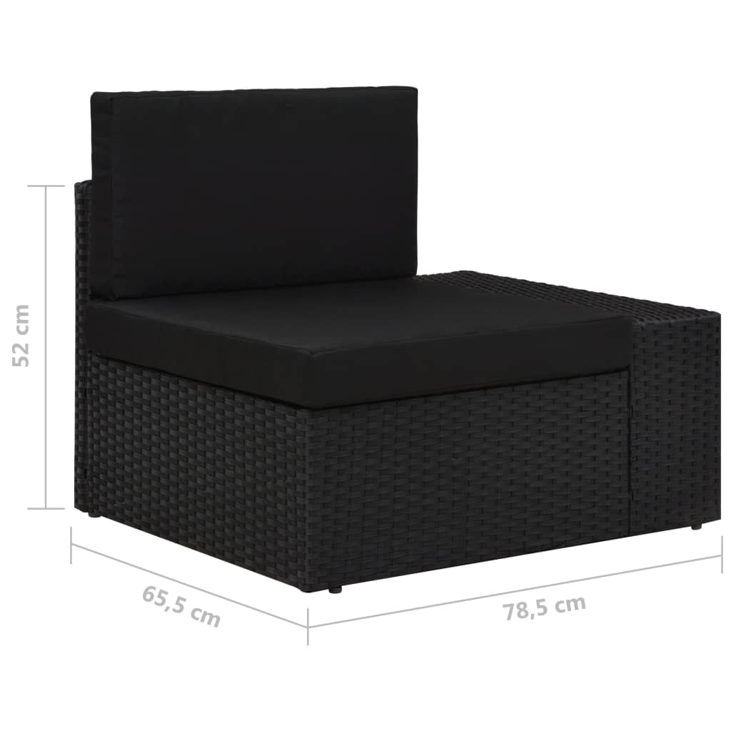 5 részes fekete polyrattan kerti ülőgarnitúra