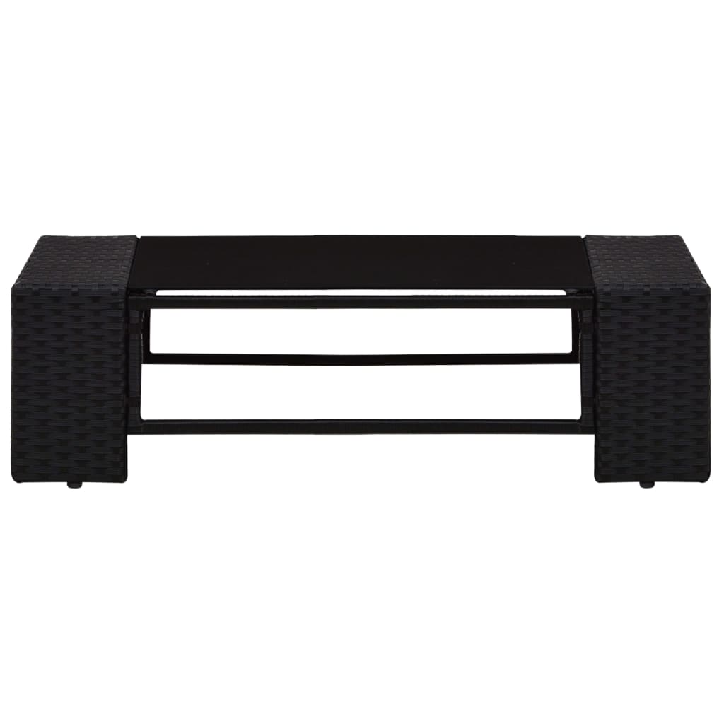 5 részes fekete polyrattan kerti ülőgarnitúra