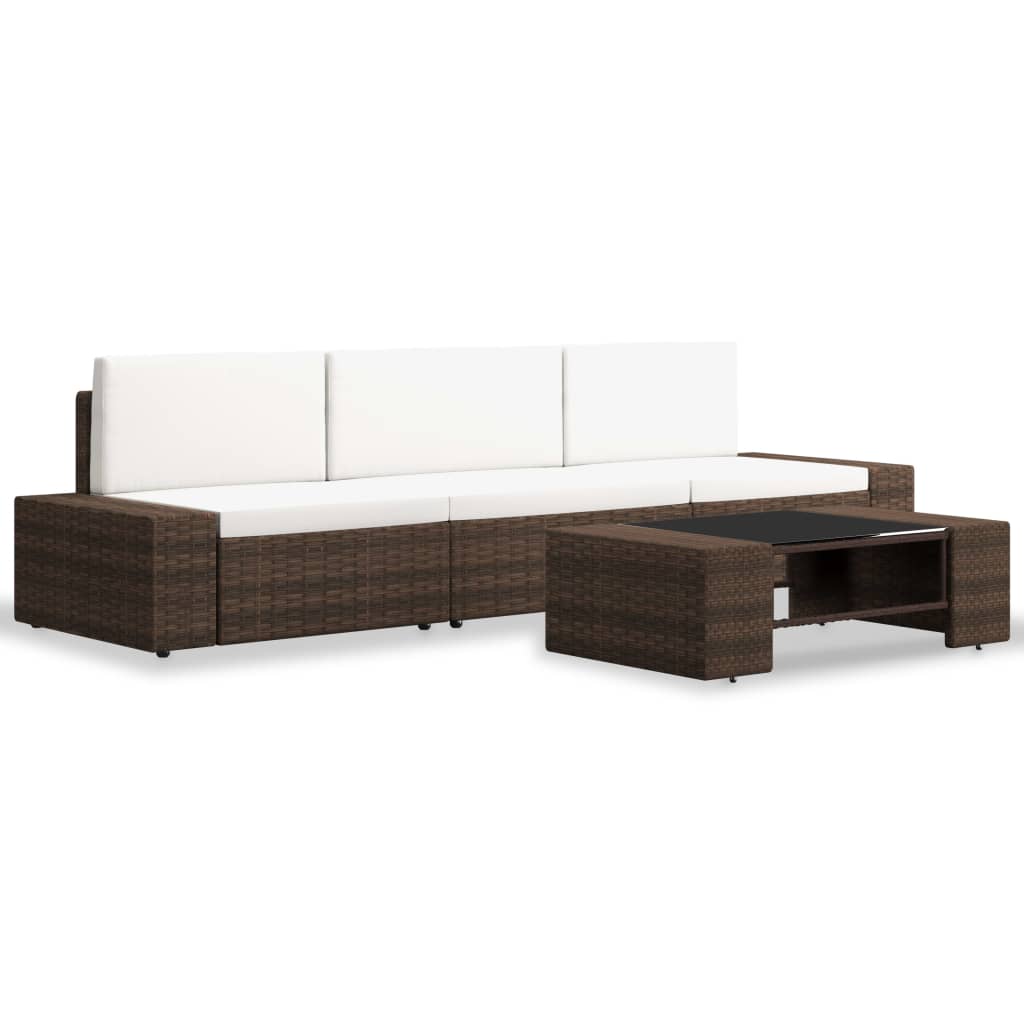 4 részes barna polyrattan kerti ülőgarnitúra