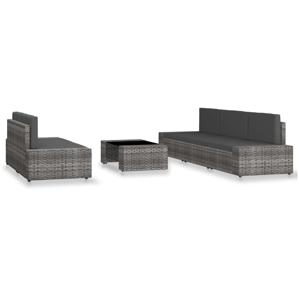 6 részes szürke polyrattan kerti ülőgarnitúra