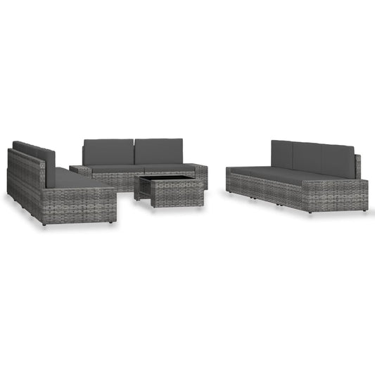 10 részes szürke polyrattan kerti ülőgarnitúra