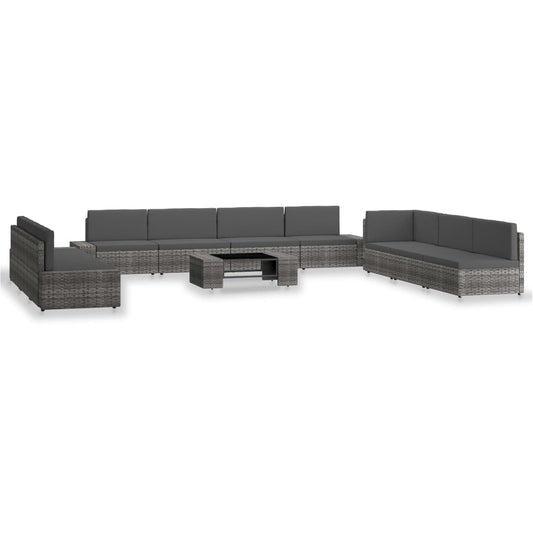 10 részes szürke polyrattan kerti ülőgarnitúra