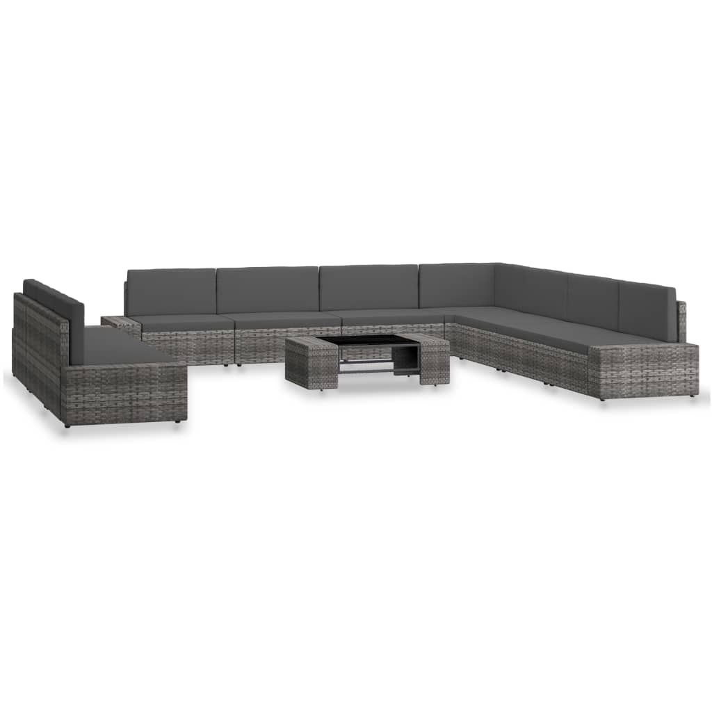 10 részes szürke polyrattan kerti ülőgarnitúra