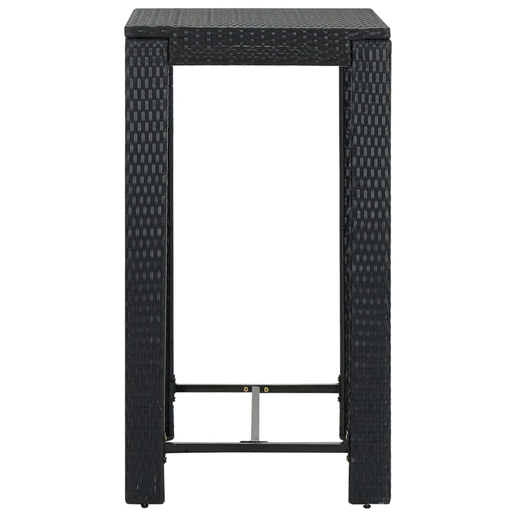 fekete polyrattan kerti bárasztal 60,5 x 60,5 x 110,5 cm