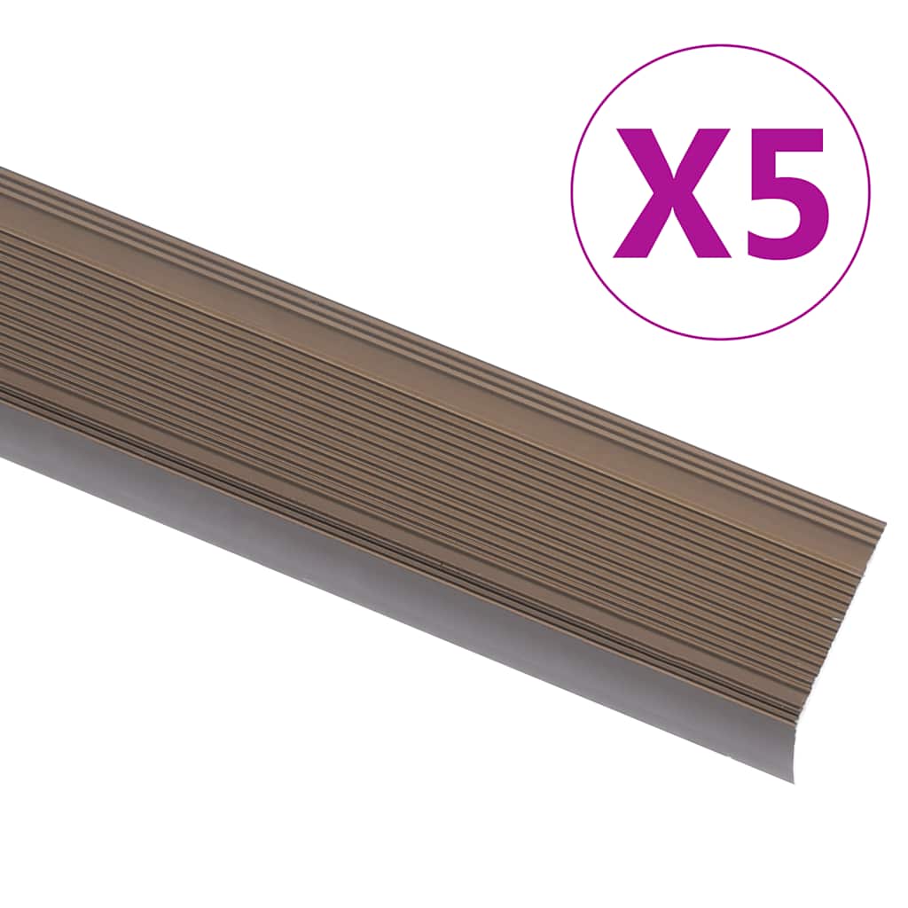5 db barna L-alakú alumínium lépcsőélvédő 100 cm