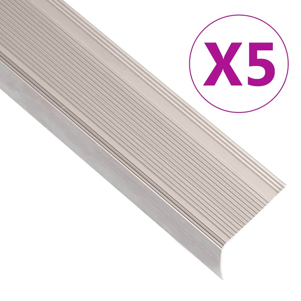 5 db pezsgőszínű L-alakú alumínium lépcsőélvédő 100 cm