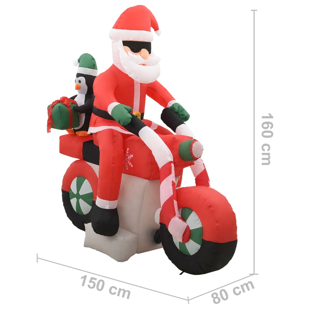 felfújható karácsonyi Mikulás motorbiciklin LED-del IP44 160 cm