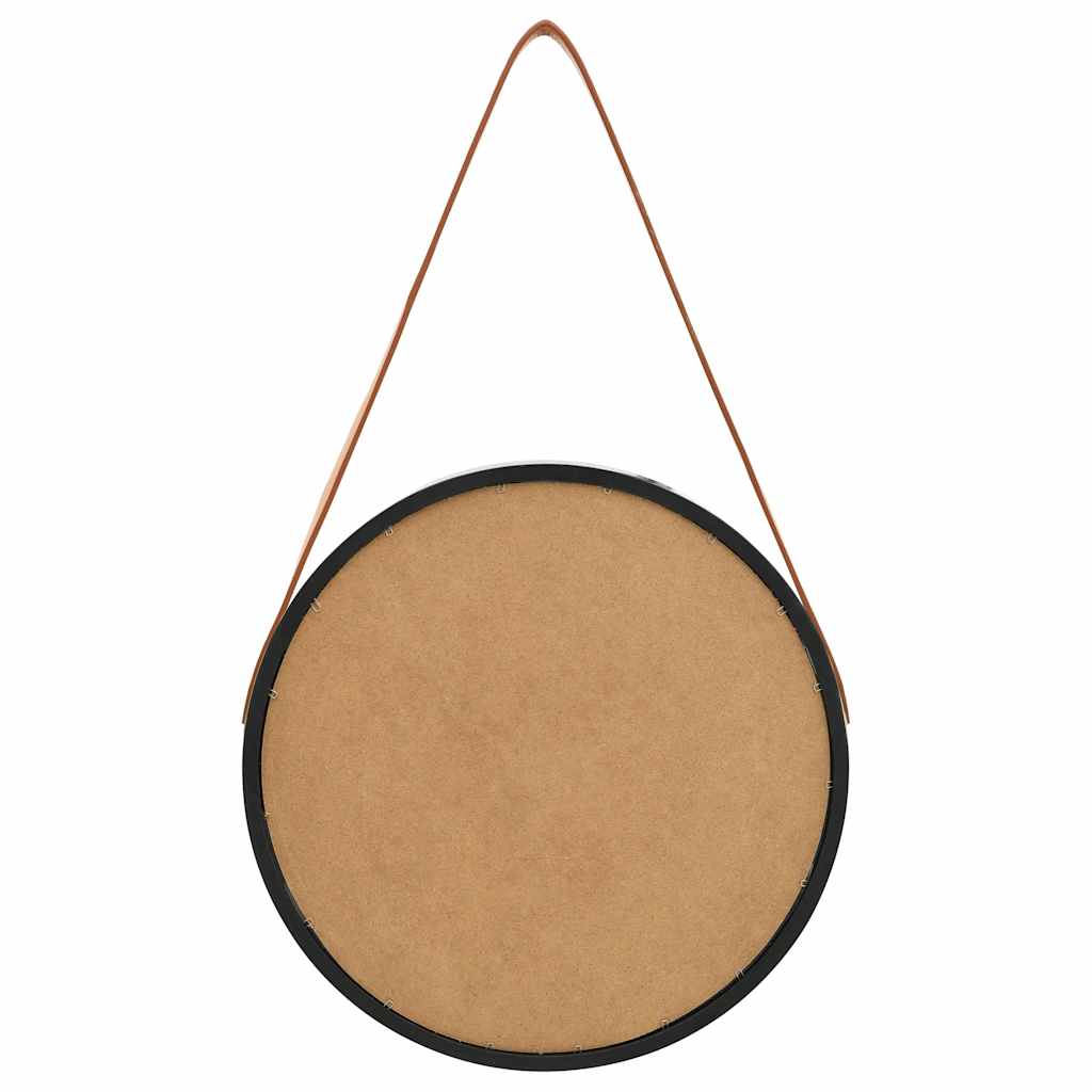 fekete fali tükör pánttal 40 cm