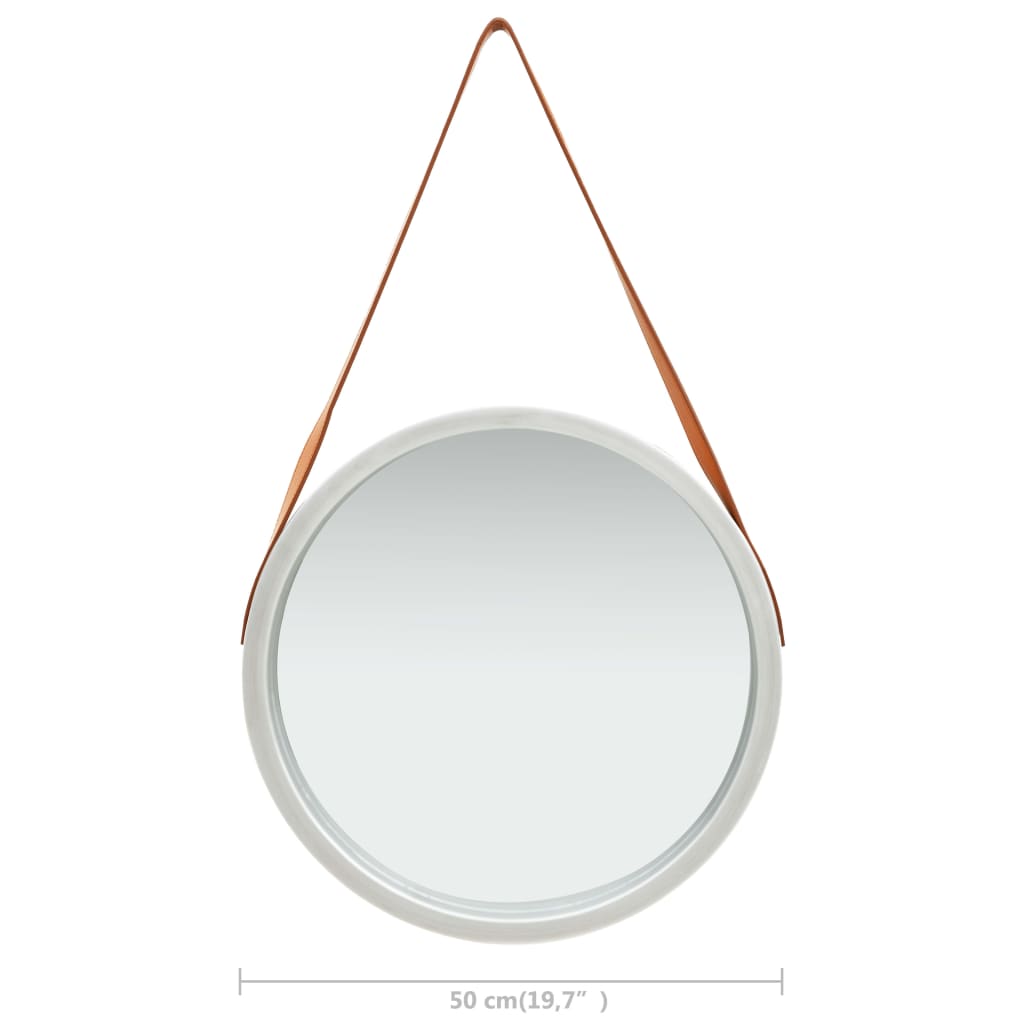 ezüstszínű fali tükör pánttal 50 cm