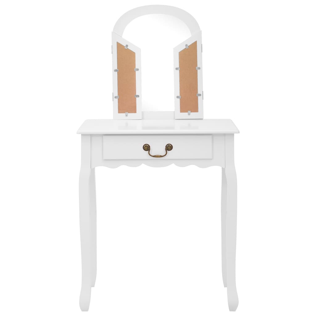 fehér császárfa MDF fésülködőasztal ülőkével 65x36x128 cm