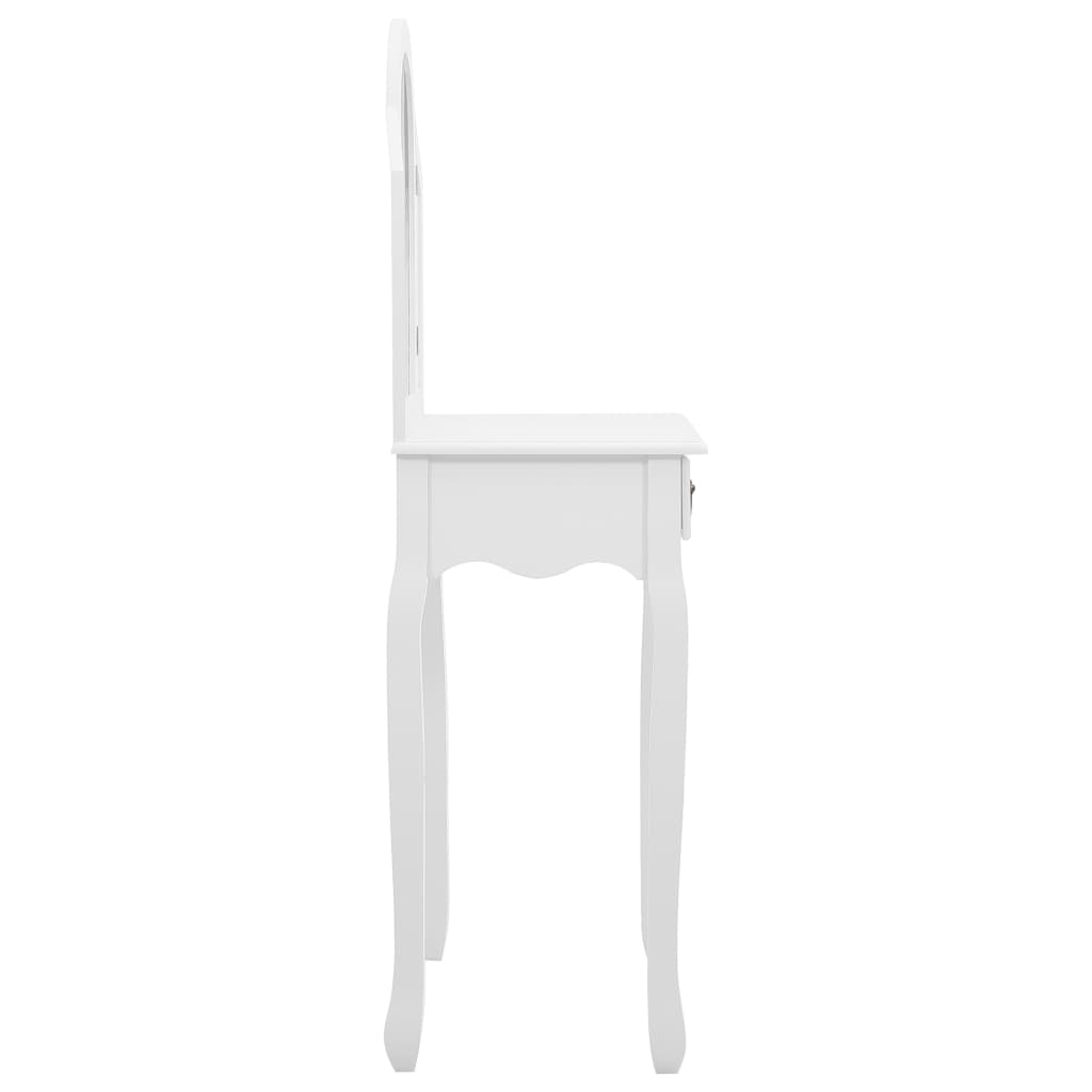 fehér császárfa MDF fésülködőasztal ülőkével 65x36x128 cm