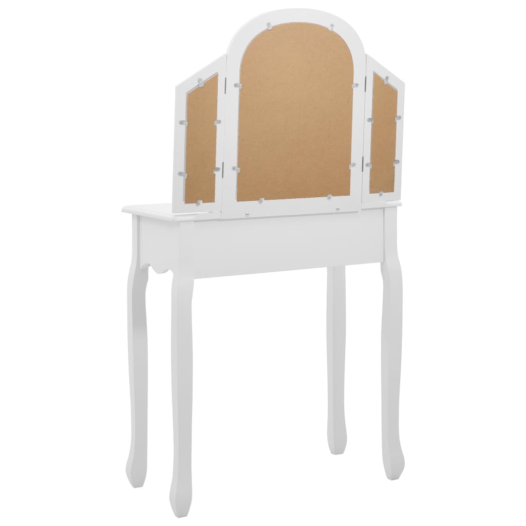 fehér császárfa MDF fésülködőasztal ülőkével 65x36x128 cm
