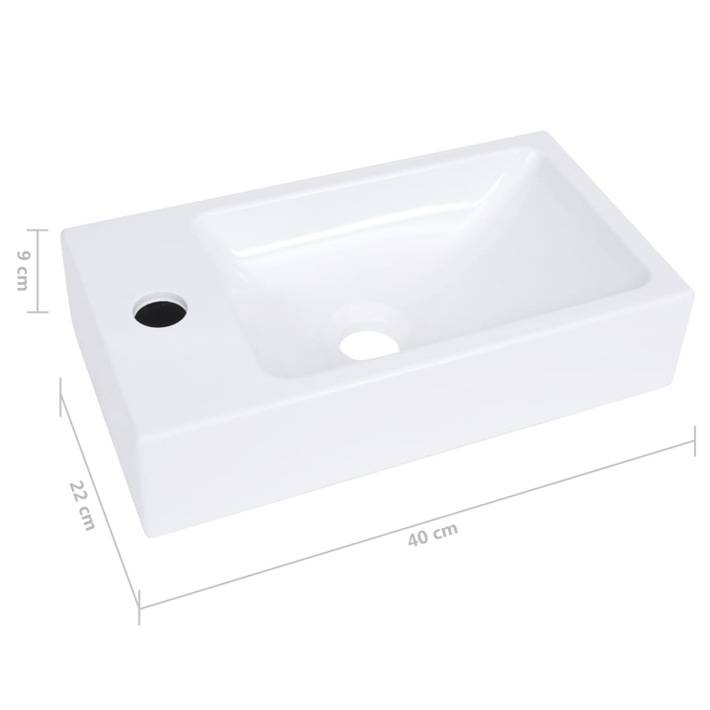 fehér SMC mosdókagyló 400 x 220 x 90 mm