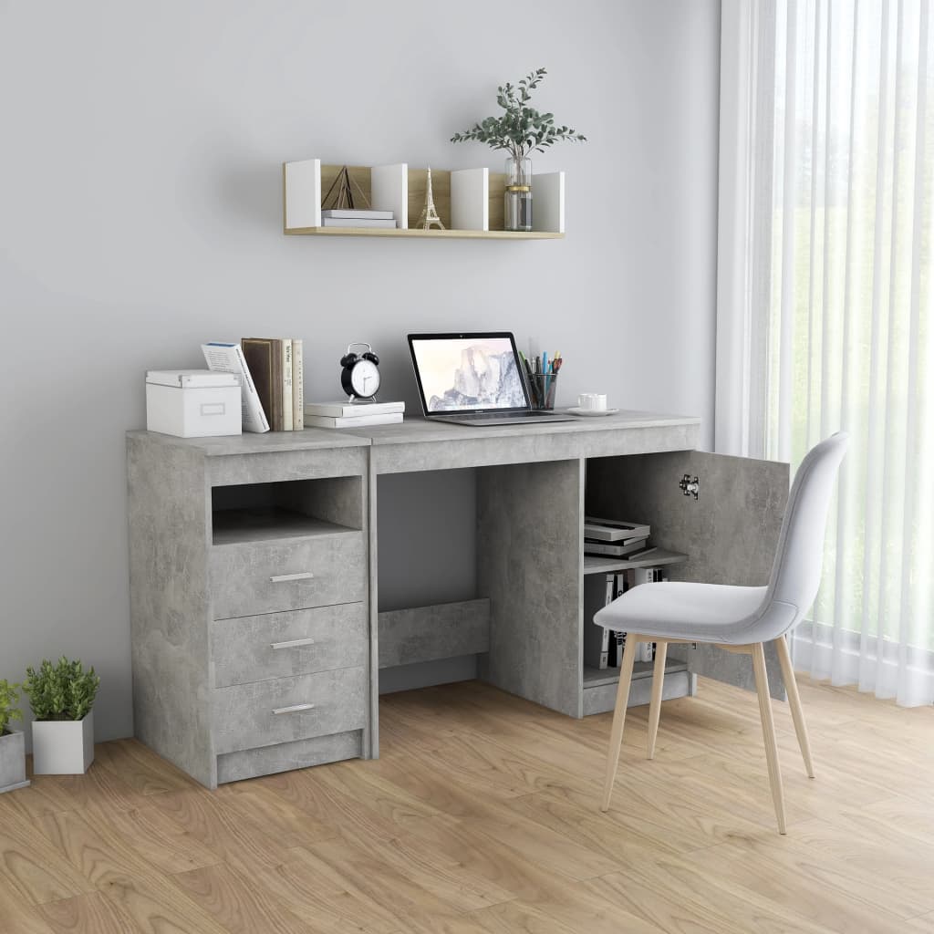 betonszürke szerelt fa íróasztal 140 x 50 x 76 cm