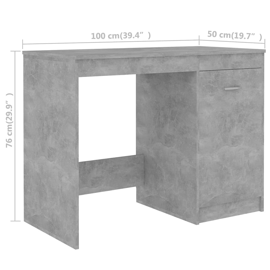 betonszürke szerelt fa íróasztal 140 x 50 x 76 cm