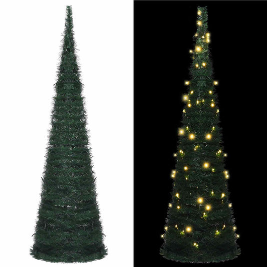 Karácsonyfa with LED String Lights Zöld 150 x 150 cm PVC