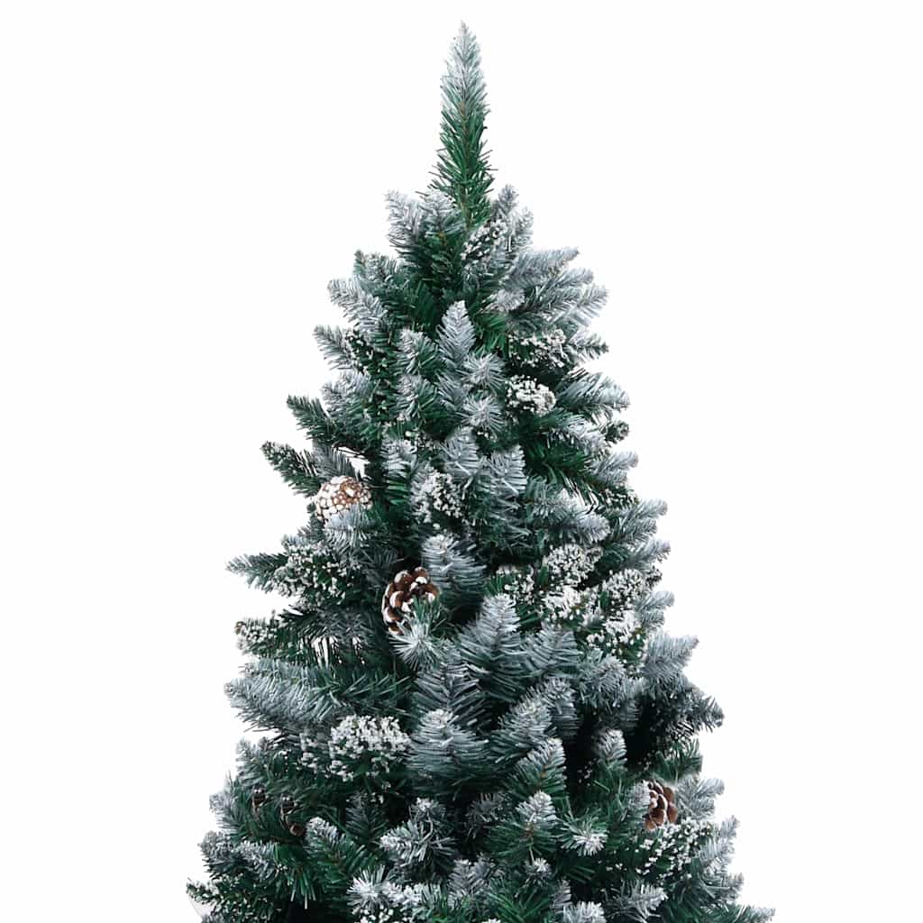 műkarácsonyfa fenyőtobozokkal és fehér hóval 150 cm