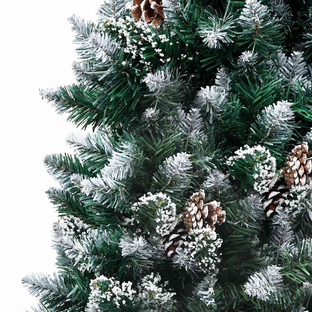 műkarácsonyfa fenyőtobozokkal és fehér hóval 150 cm