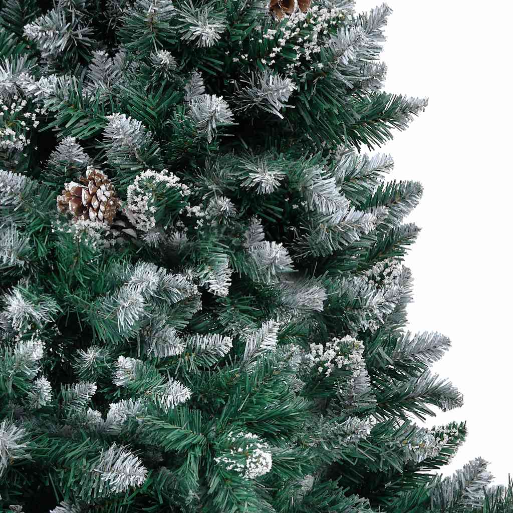 műkarácsonyfa fenyőtobozokkal és fehér hóval 150 cm