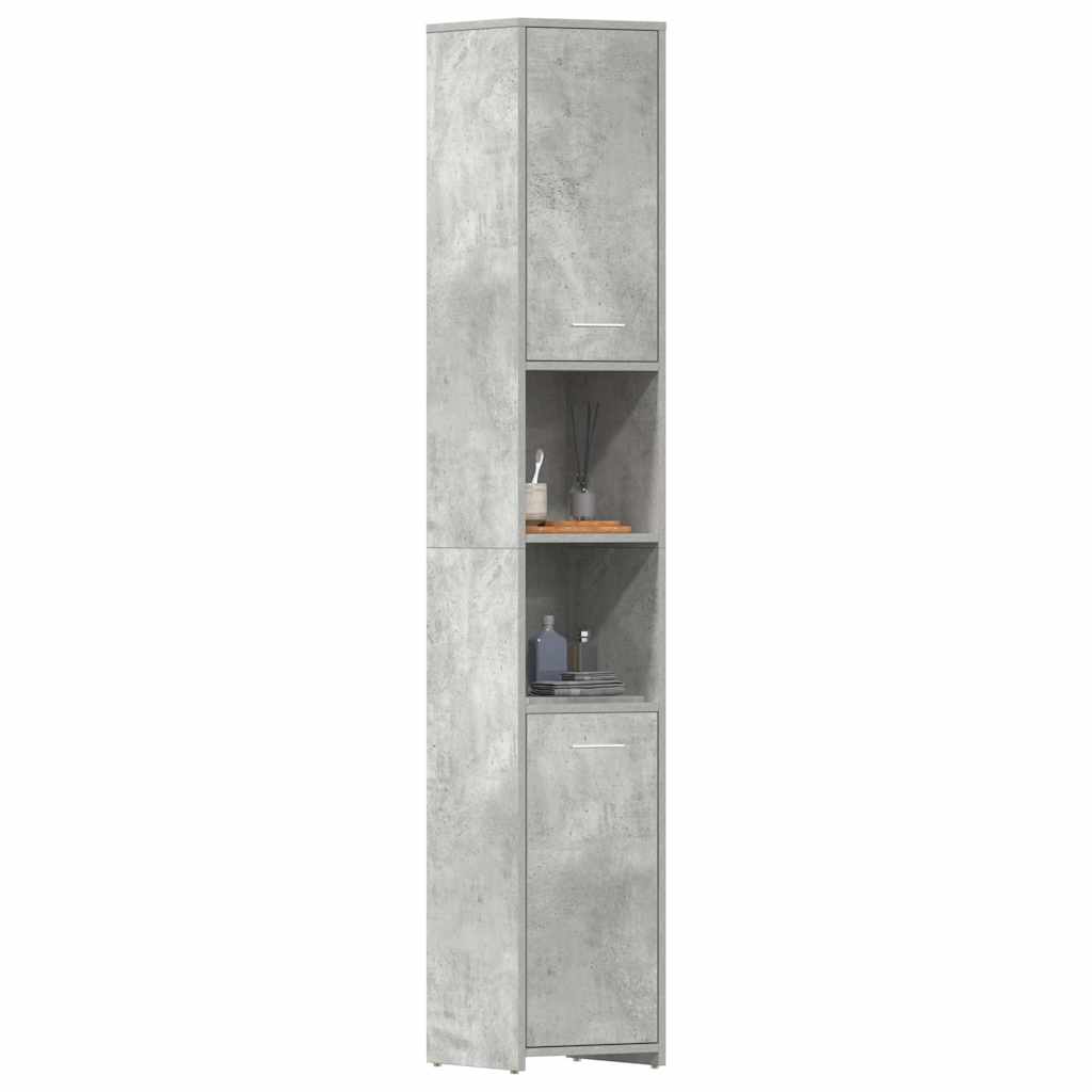 betonszürke szerelt fa fürdőszobaszekrény 30 x 30 x 183,5 cm