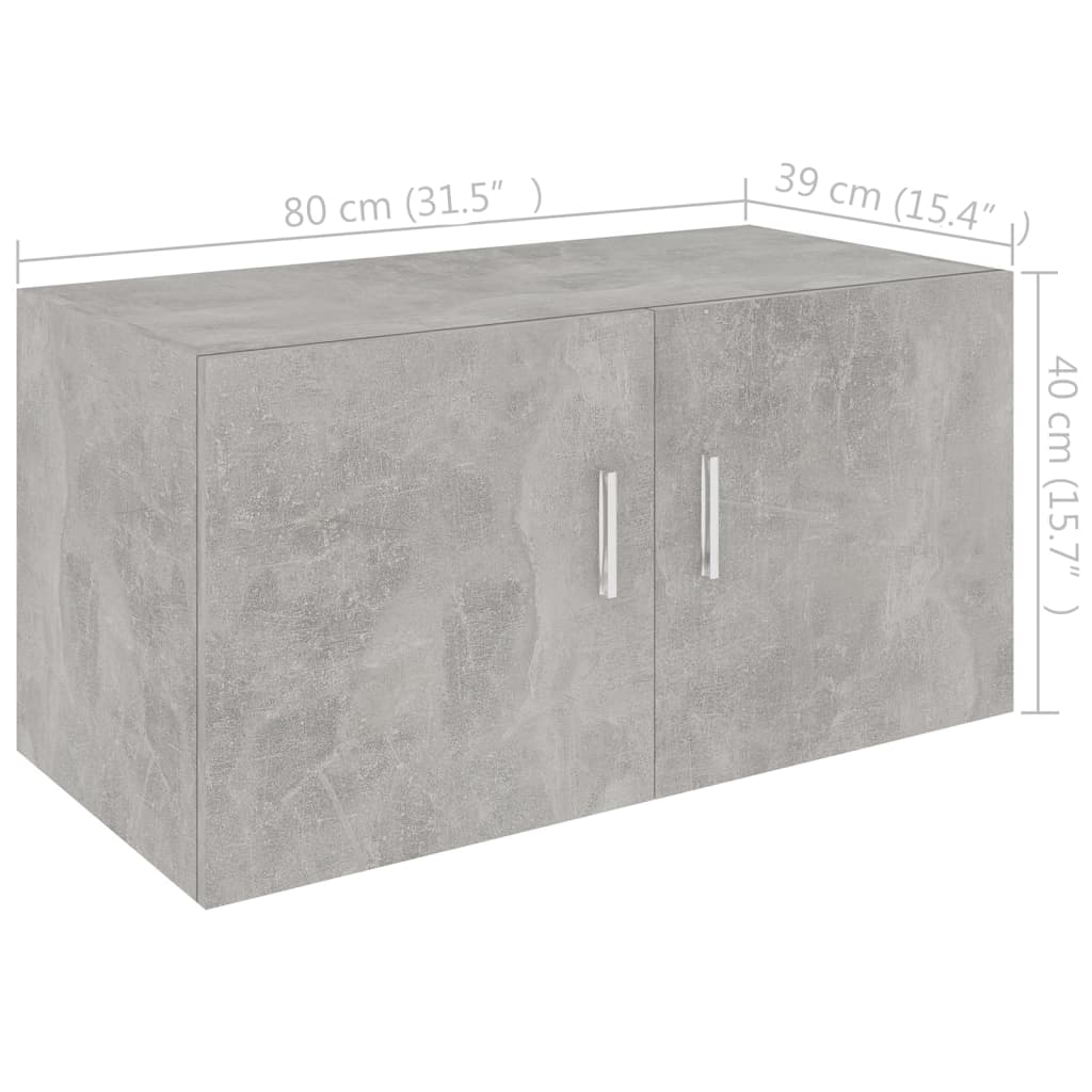 betonszürke szerelt fa falra szerelhető szekrény 80x39x40 cm