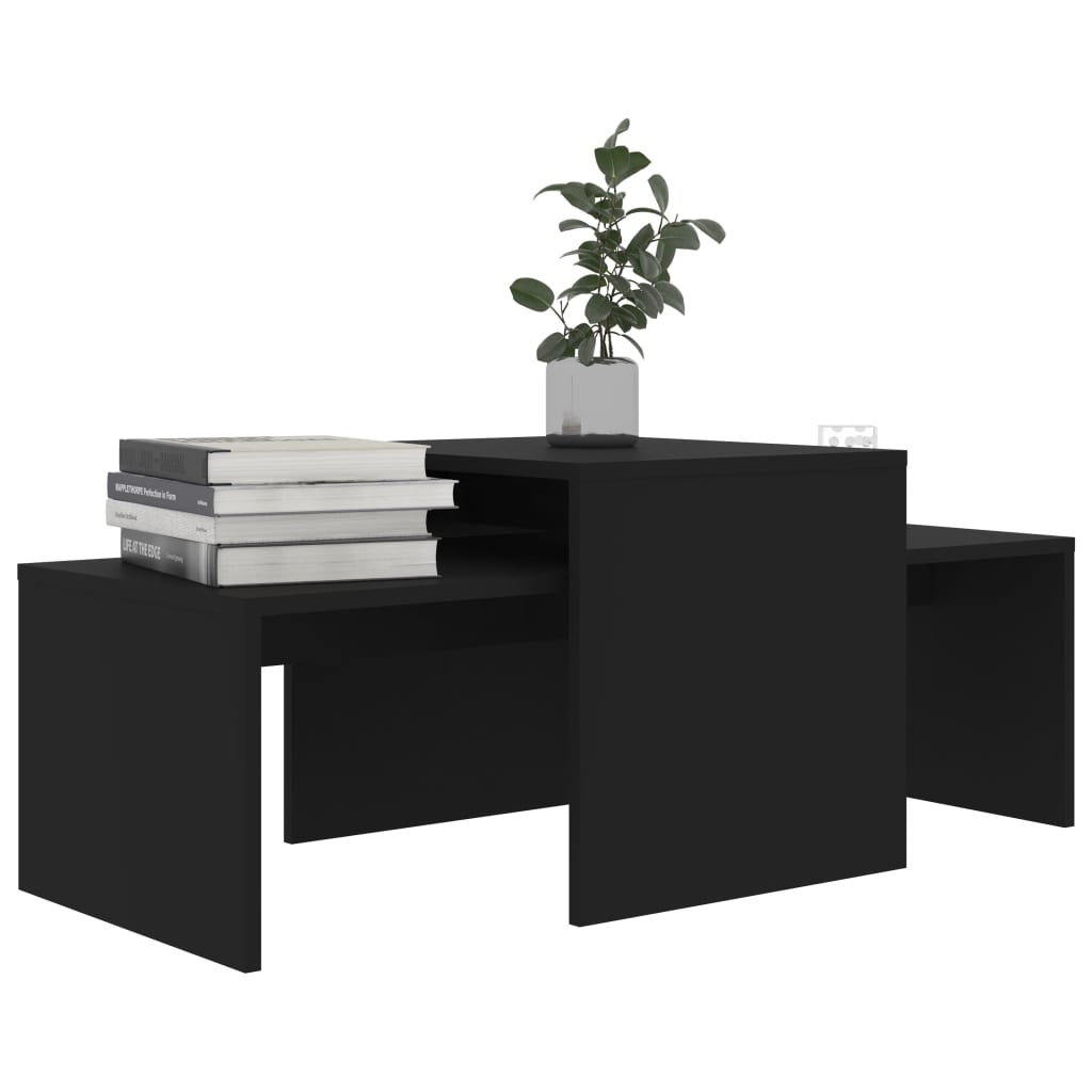 fekete szerelt fa dohányzóasztal szett 100 x 48 x 40 cm