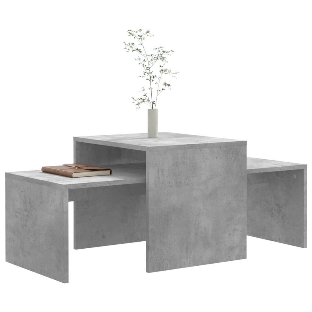 betonszürke szerelt fa dohányzóasztal szett 100 x 48 x 40 cm