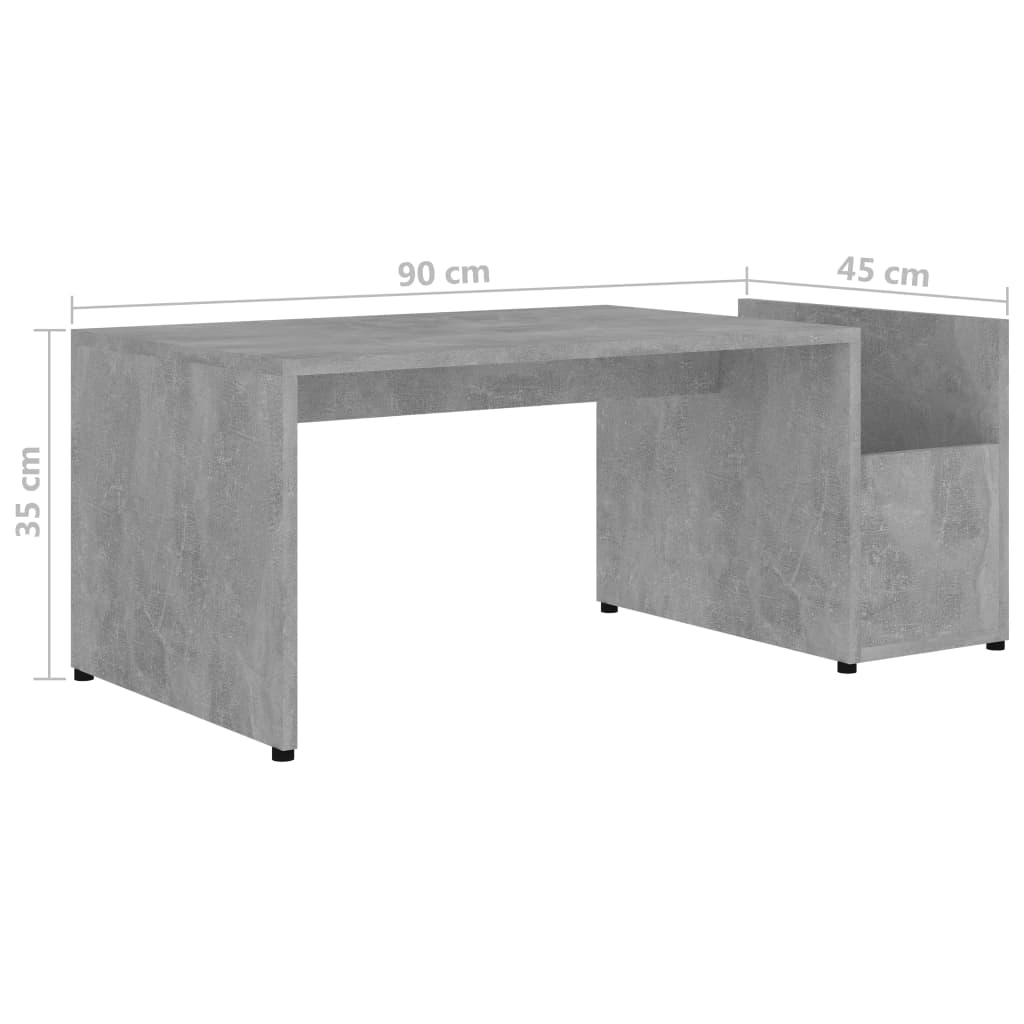 betonszürke szerelt fa dohányzóasztal 90 x 45 x 35 cm