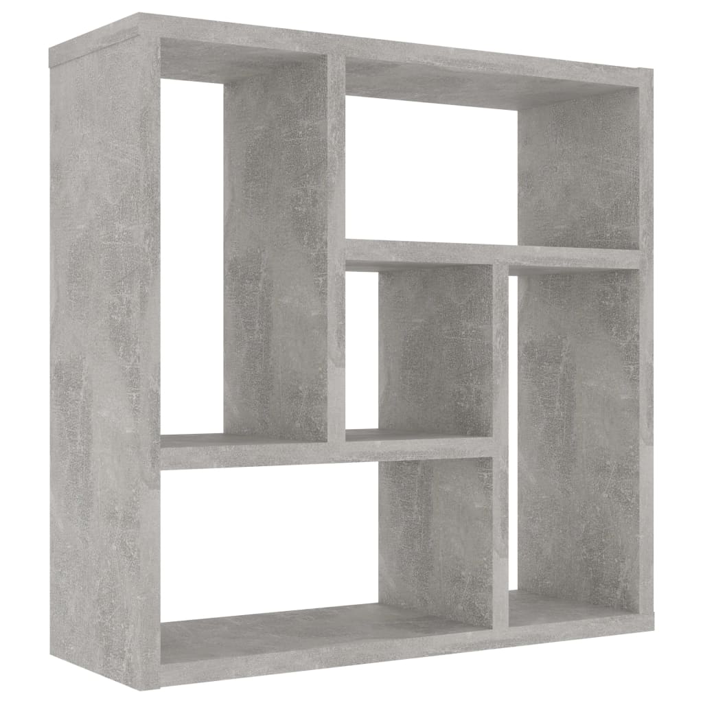 betonszürke szerelt fa fali polc 45 x 16 x 45 cm