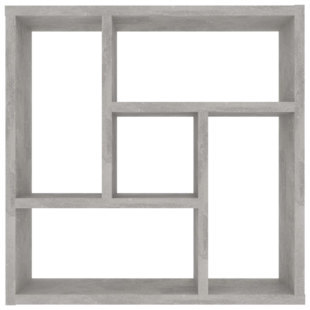betonszürke szerelt fa fali polc 45 x 16 x 45 cm