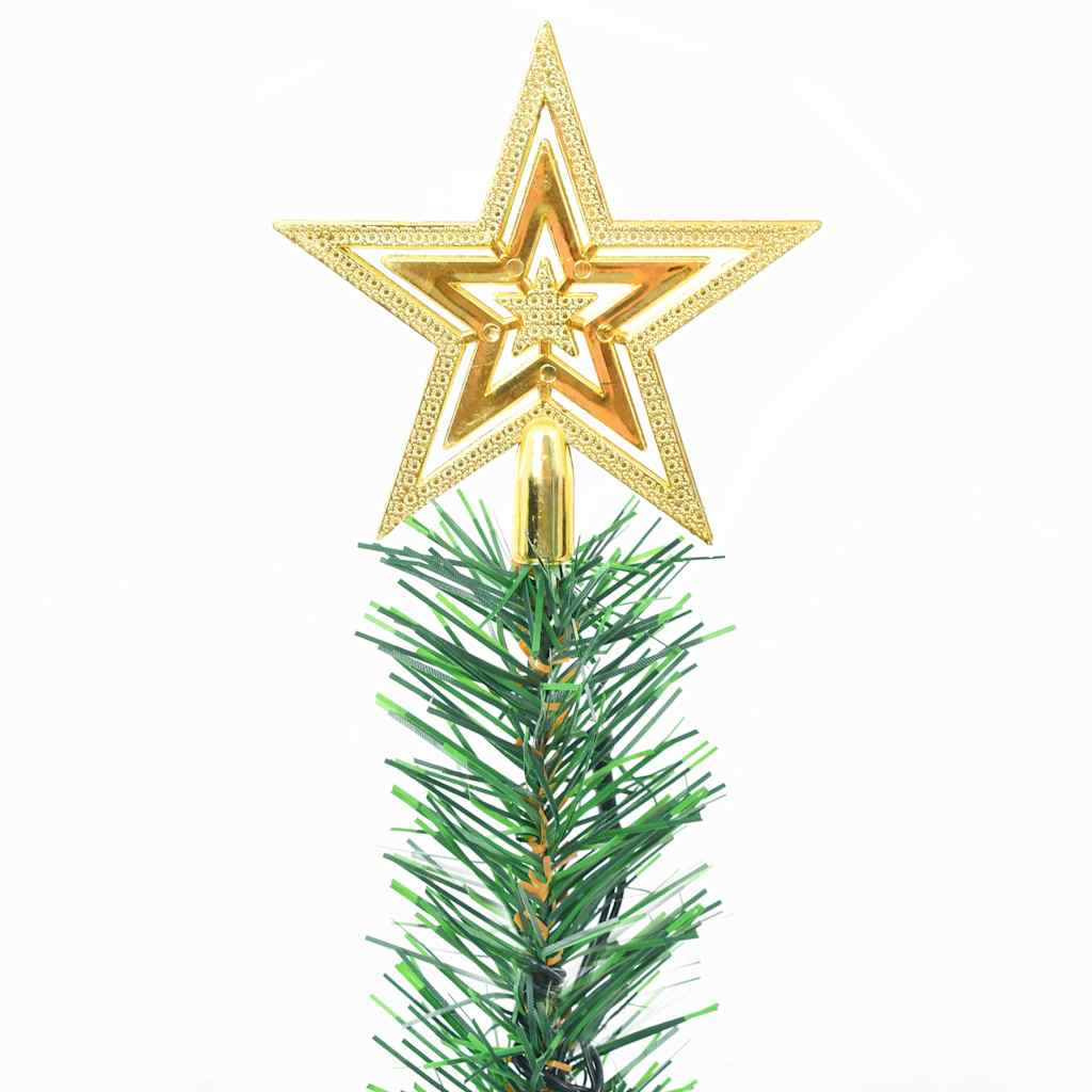 zöld megvilágított műkarácsonyfa gömbökkel 64 cm