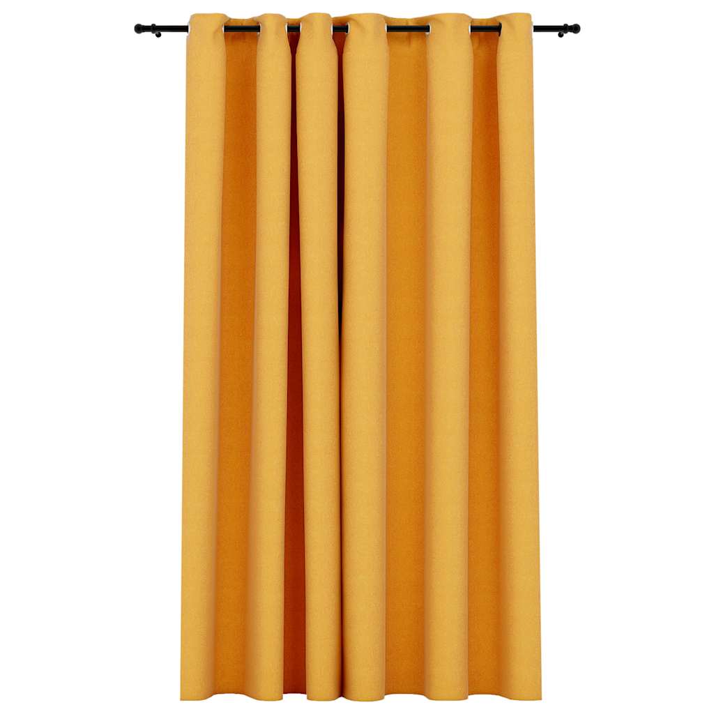 sárga vászonhatású sötétítőfüggöny fűzőkarikával 290 x 245 cm