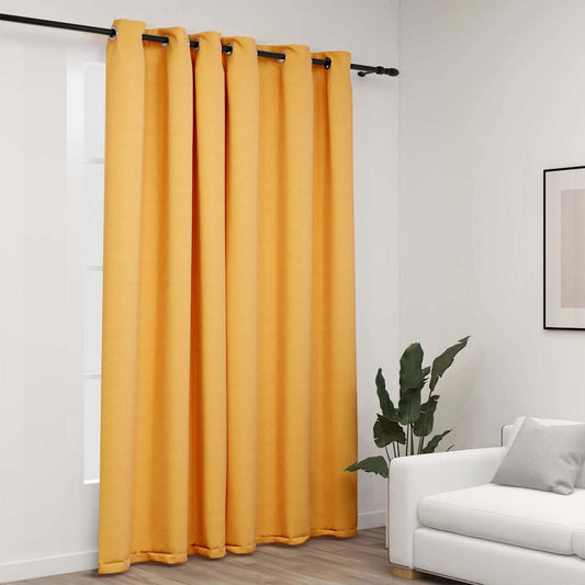 sárga vászonhatású sötétítőfüggöny fűzőkarikával 290 x 245 cm