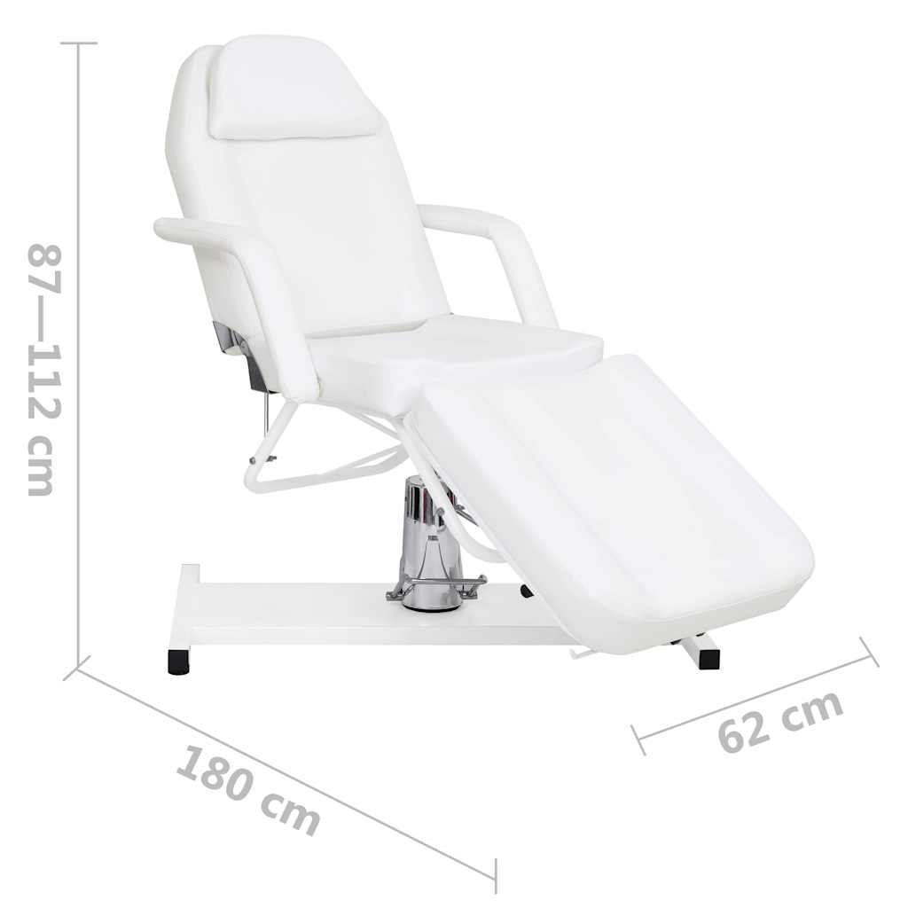 fehér masszázsasztal 180 x 62 x (87-112) cm
