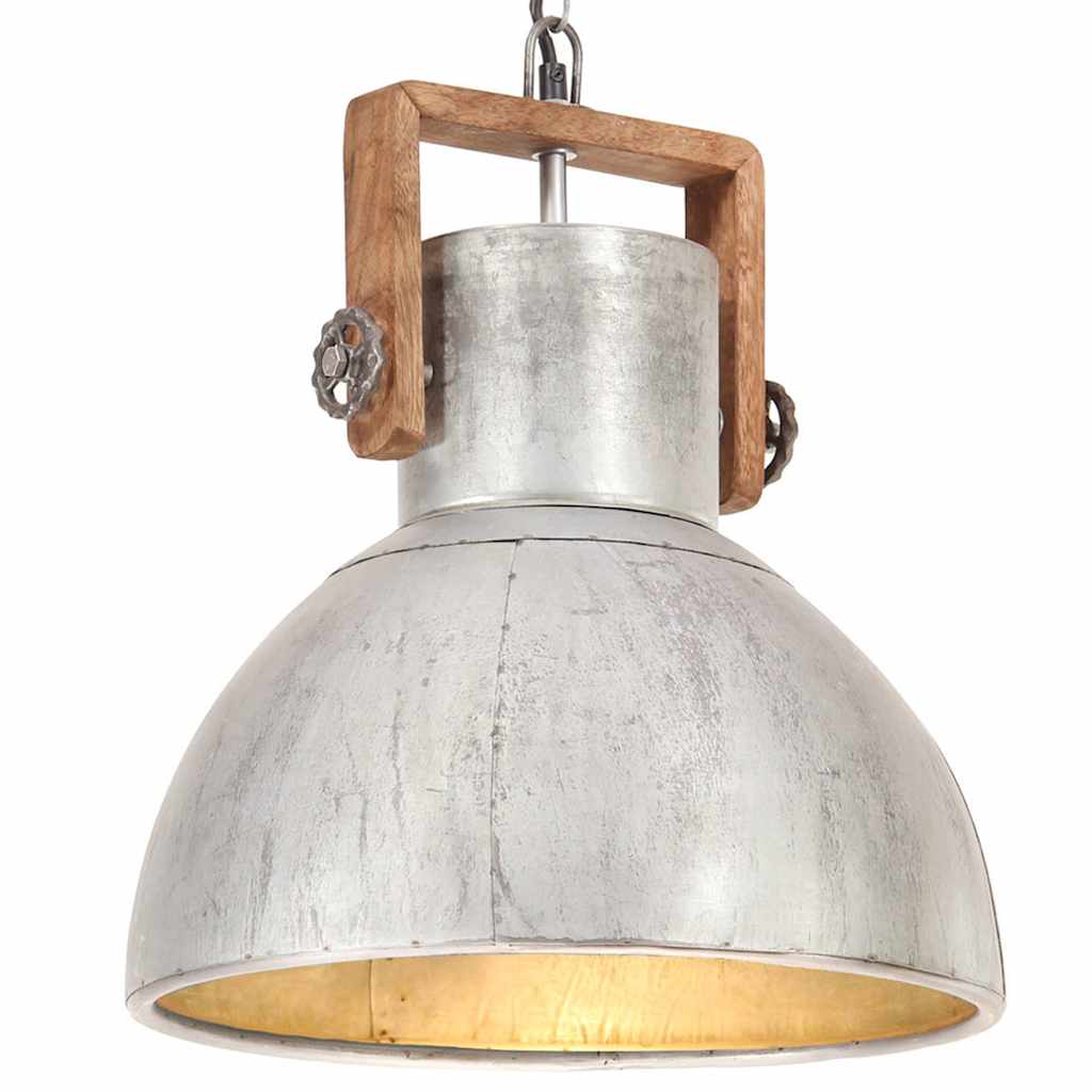 kerek ezüstszínű ipari függőlámpa 25 W 40 cm E27