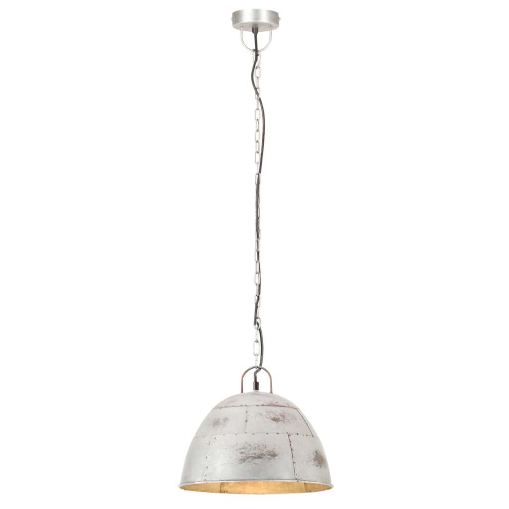 kerek ezüstszínű ipari függőlámpa 25 W 31 cm E27
