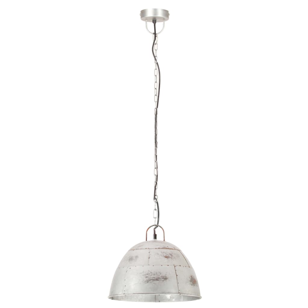kerek ezüstszínű ipari függőlámpa 25 W 31 cm E27