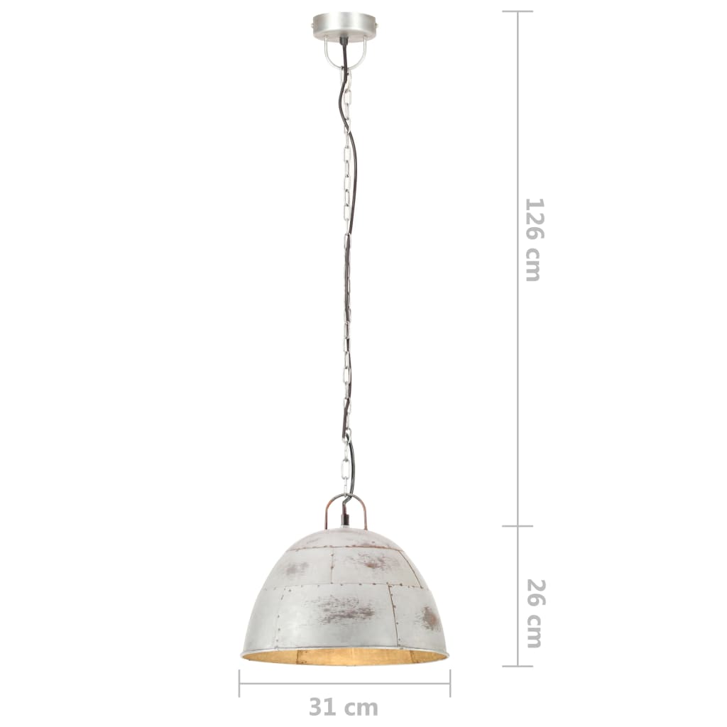 kerek ezüstszínű ipari függőlámpa 25 W 31 cm E27