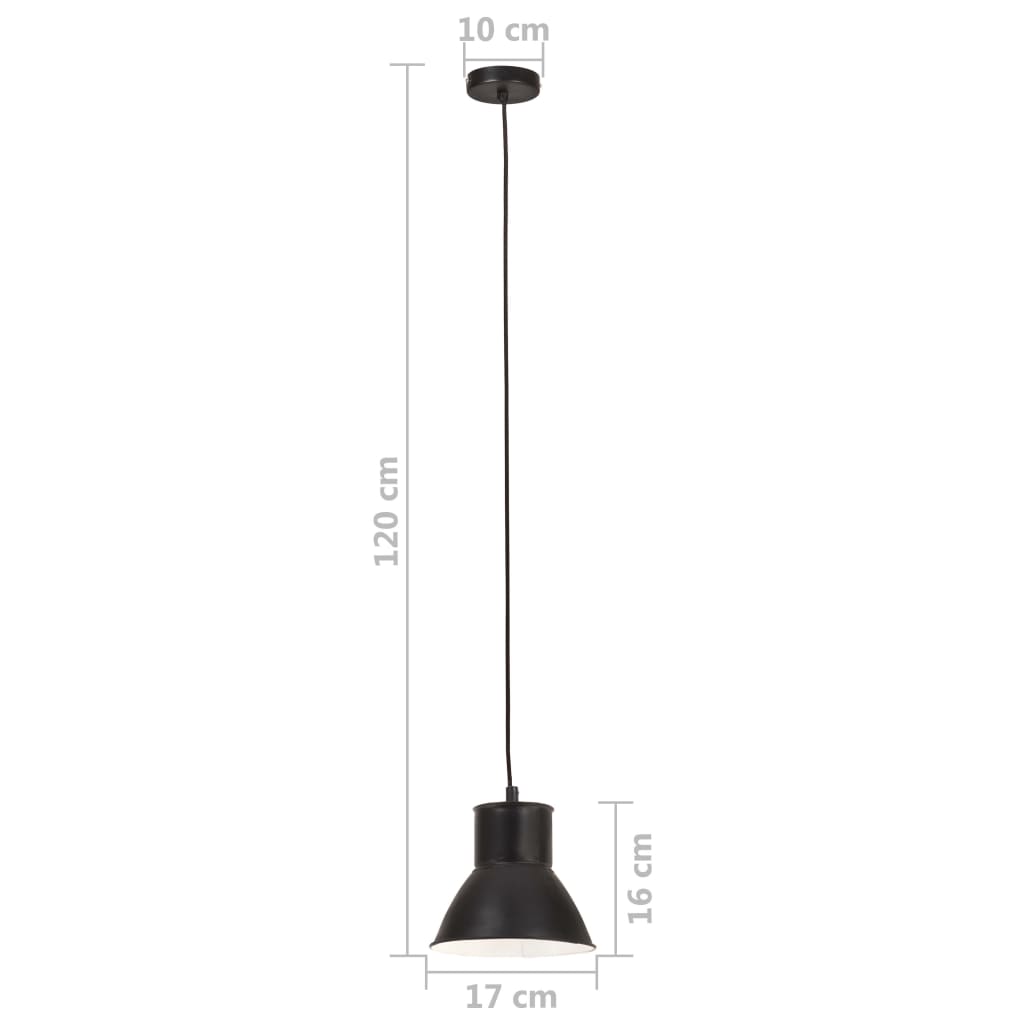 kerek fekete függőlámpa 25 W 17 cm E27