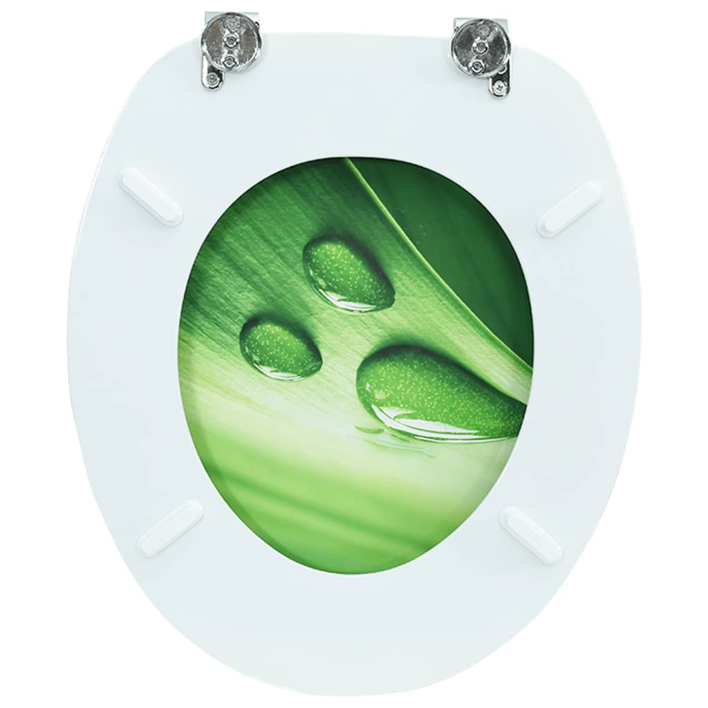 zöld vízcseppmintás MDF WC-ülőke fedéllel