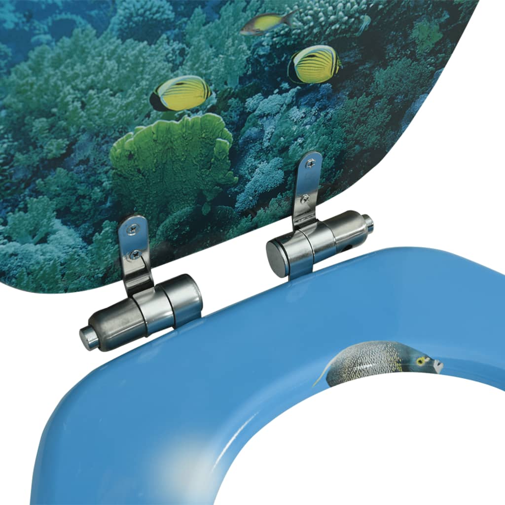 mélytengeri mintás MDF WC-ülőke lassan csukódó fedéllel