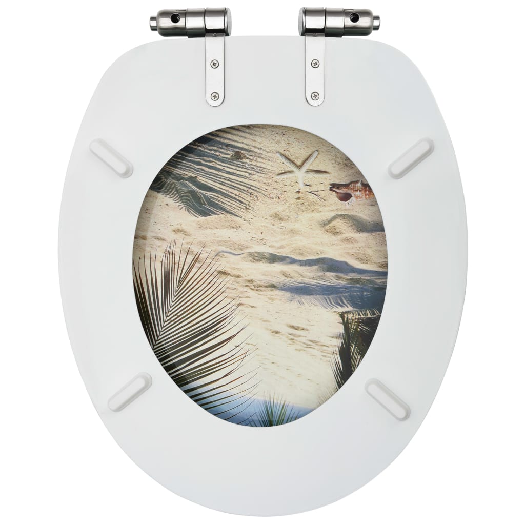 tengerpart mintás MDF WC-ülőke lágyan csukódó fedéllel