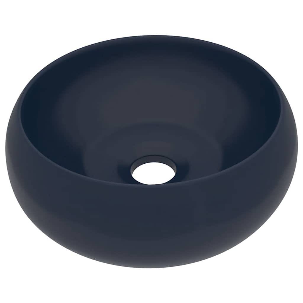kerek matt sötétkék kerámia luxus mosdókagyló 40 x 15 cm